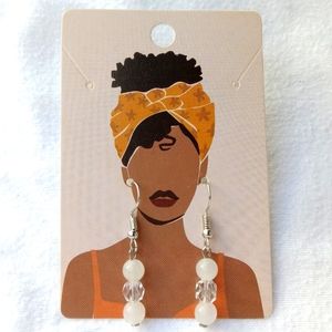 White and Clear bead Dangle Earrings